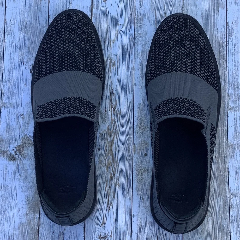 UGG Women's Sammy Slip On Black Gray Knit Hyper Weave Casual Sneakers Size 9.5 - Picture 2 of 13